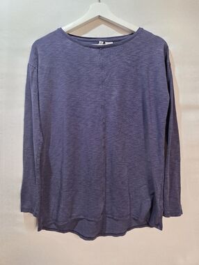 Paraphrase Heather Blue Modal Blend Exposed Seam Long Sleeve Lounge Tee Sz Sm